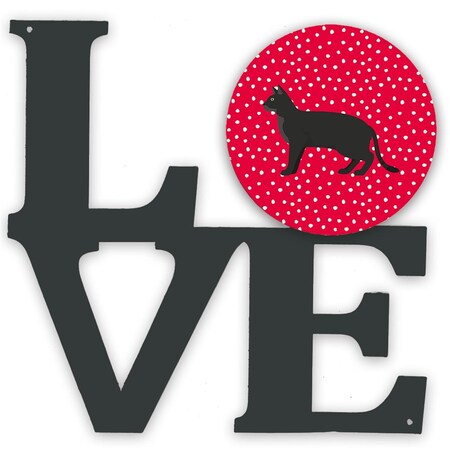 Carolines Treasures 11.5 x 11.75 in. Chausie Black Cat Love Metal Artwork Wall Decor CK5579WALV
